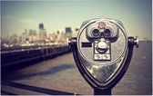 Vintage verrekijker op Liberty Island in Ney York - Foto op Forex - 45 x 30 cm