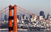 Downtown San Francisco met de Golden Gate Bridge - Foto op Forex - 120 x 80 cm