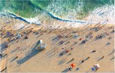 Luchtfoto van het strand in Santa Monica in Los Angeles - Foto op Forex - 90 x 60 cm