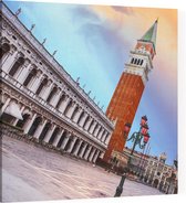 Campanile en een verlaten Piazza San Marco in Venetië - Foto op Canvas - 60 x 60 cm