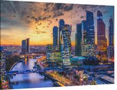 Wolkenkrabbers in het business centrum van Moskou   - Foto op Canvas - 45 x 30 cm