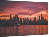 Onheilspellende skyline van Chicago vanaf Lake Michigan - Foto op Canvas - 90 x 60 cm