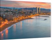 De kustlijn van Barcelona bij zonsopgang - Foto op Canvas - 45 x 30 cm