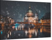 De Dom van Berlijn in een sfeervol winterlandschap - Foto op Canvas - 90 x 60 cm