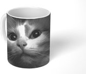 Mok - Koffiemok - Dierenprofiel kat in zwart-wit - Mokken - 350 ML - Beker - Koffiemokken - Theemok
