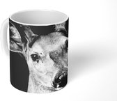 Mok - Koffiemok - Dierenprofiel hert in zwart-wit - Mokken - 350 ML - Beker - Koffiemokken - Theemok