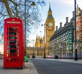 Rode Britse telefooncel voor de Big Ben in Londen - Fotobehang (in banen) - 450 x 260 cm
