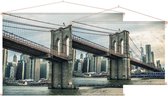 De beroemde brug tussen Brooklyn en Manhattan in New York - Foto op Textielposter - 90 x 60 cm
