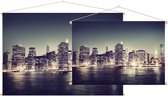 De nachtelijke skyline van Manhattan in New York City - Foto op Textielposter - 90 x 60 cm