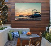 Santa Monica pier bij zonsondergang in Los Angeles - Foto op Tuinposter - 150 x 100 cm