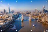 Tower Bridge over de Thames en de skyline van Londen - Foto op Tuinposter - 150 x 100 cm