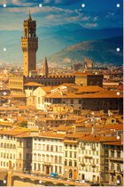 De toren van Palazzo Vecchio voor de heuvels van Florence - Foto op Tuinposter - 40 x 60 cm