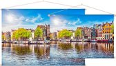 Klassieke herenhuizen aan de Amstel in Amsterdam - Foto op Textielposter - 90 x 60 cm