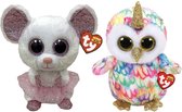 Ty - Knuffel - Beanie Buddy - Nina Mouse & Enchanted Owl