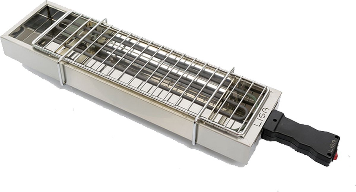 Spiedini ElectroGrill 1800 - Elektrische grill/bbq (met rooster) voor binnen, voor het grillen/barbecuen van saté, arrosticini of spiesjes - 1800 Watt - Materiaal: rvs
