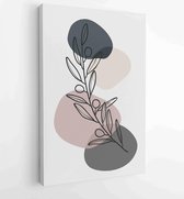Botanische muur kunst vector set. Bloemen en gebladerte lijntekeningen met abstracte vorm. 3 - Moderne schilderijen – Verticaal – 1810230166 - 115*75 Vertical