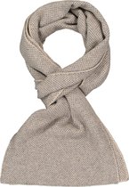 Profuomo heren sjaal - gebreid wolmengsel met kasjmier - beige met grijs structuur dessin - Maat: One size