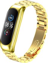 Bandje Voor Xiaomi Mi 3/4/5/6 Kralen Stalen Schakel Band - Goud - One Size - Horlogebandje, Armband