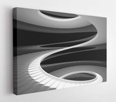 Onlinecanvas - Schilderij - Wenteltrap In Een Witte Glanzend Zwarte Muren Art Horizontaal Horizontal - Multicolor - 80 X 60 Cm
