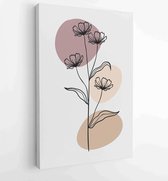 Bloemen en gebladerte lijntekeningen met abstracte vorm. Abstract Plant Art-ontwerp voor print, omslag, behang, minimale en natuurlijke kunst aan de muur. 4 - Moderne schilderijen