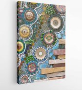 Kleurrijk patroon van de muur gemaakt van keramische kom, kristal en marmer - Modern Art Canvas - Verticaal - 60337900 - 80*60 Vertical