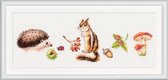 Dutch Stitch Brothers - DIY borduurpakket - DSB009L - Bos dieren - Wit Linnen - 10 x 30 cm