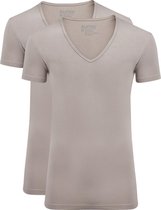 Slater Heren T-shirt Diepe V-Hals Khaki Stretch 2-Pack - M