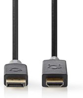 Nedis DisplayPort-Kabel - DisplayPort Male - HDMI Connector - 4K@60Hz - Verguld - 2.00 m - Rond - PVC - Antraciet - Window Box