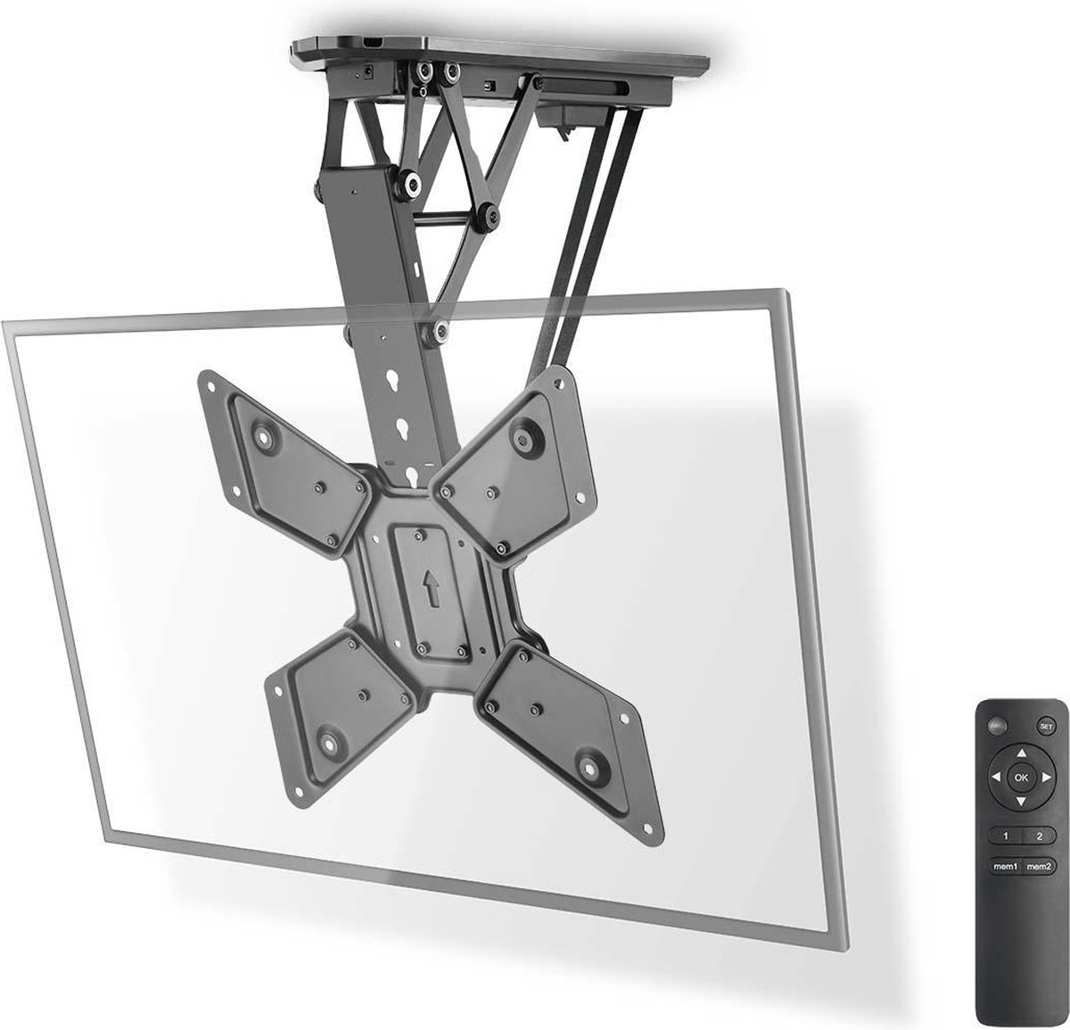 Nedis Gemotoriseerde TV-plafondbeugel | 23 - 55 " | Maximaal schermgewicht: 30 kg | Kantelbaar | Maximale plafondafstand: 663 mm | Minimale plafondafstand: 108 mm | Afstandbestuurbaar | Staal | Zwart