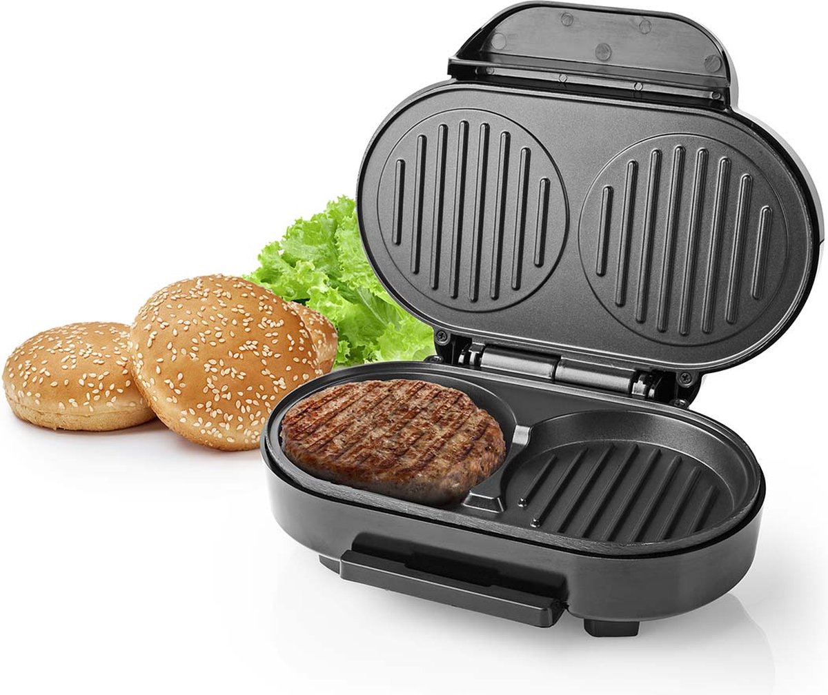 Nedis KAHM100BK Hamburger Grill 1000 Watt Zwart