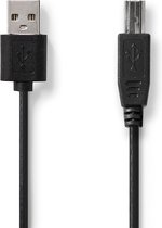 USB-Kabel | USB 2.0 | USB-A Male | USB-B Male | 480 Mbps | Vernikkeld | 2.00 m | Rond | PVC | Zwart | Label