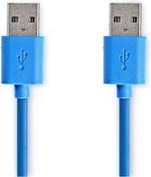 USB-Kabel | USB 3.2 Gen 1 | USB-A Male | USB-A Male | 5 Gbps | Vernikkeld | 2.00 m | Rond | PVC | Blauw | Polybag