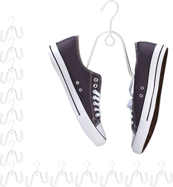 Relaxdays 15x schoenen organizer - schoenenhanger - metaal - schoenen  opbergsysteem - wit | bol.com
