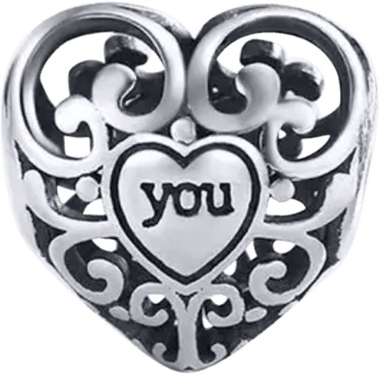 Tracelet | Zilveren bedels | Bedel Hart you & me | 925 Sterling Zilver| Pandora compatible | Met 925 Zilver Certificaat | In Leuke cadeauverpakking - Tracelet