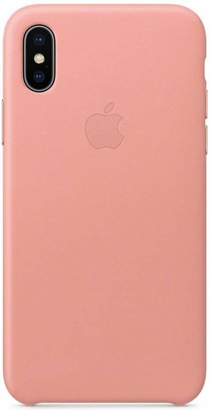 Lichtroze Apple telefoonhoesje met Apple logo op de achterkant, voor iPhone X.