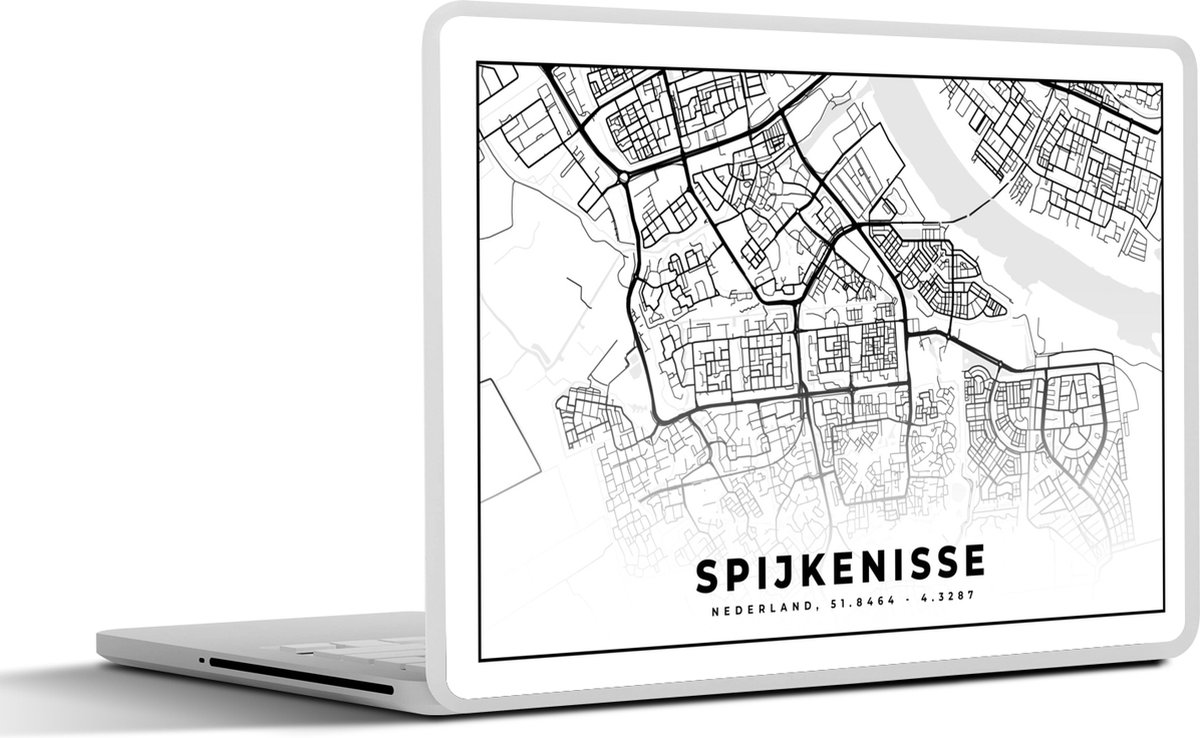 Laptop sticker - 14 inch - Kaart - Spijkenisse - Nederland - 32x5x23x5cm - Laptopstickers - Laptop skin - Cover