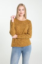 Cassis - Female - T-shirt in gevlamd tricot met lurexdetail  - Oker