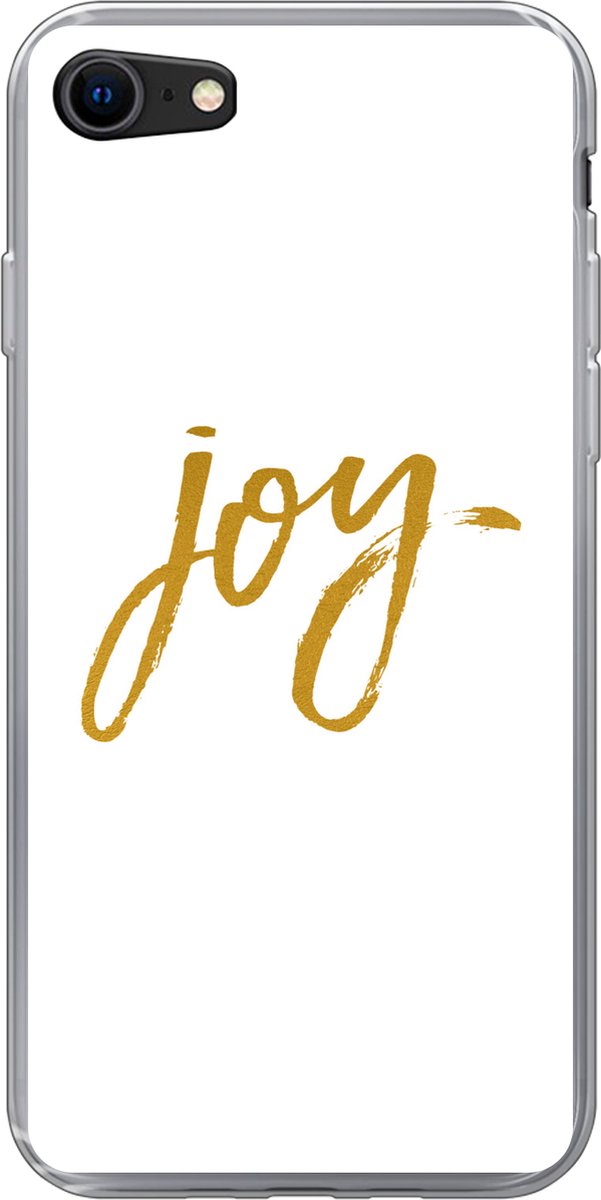 Telefoonhoesje Geschikt voor iPhone 8 hoesje - Kerst - Joy - Goud - Spreuken - Quotes - Siliconen Telefoonhoesje Telefoonhoesje