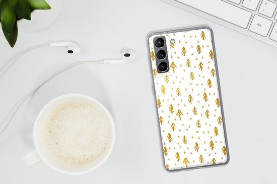Coque Samsung Galaxy S21 - Branche de Pin - Noël - Or - Siliconen