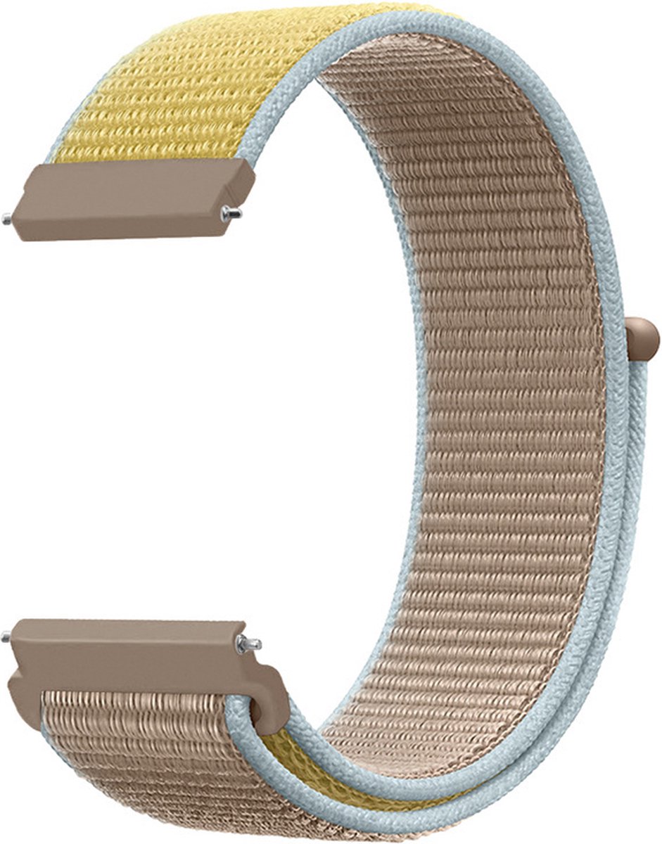 Strap-it Smartwatch bandje 22mm - zacht nylon bandje geschikt voor Samsung Galaxy Watch 46mm / Galaxy Watch 3 45mm / Gear S3 Classic & Frontier - OnePlus Watch - Amazfit GTR 47mm / GTR 2 / GTR 3 - Pro - camel