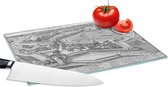 Planche à découper en Verres - 28x20 - Un plan de la ville historique d'Eindhoven - noir et blanc - Planches à découper en Glas