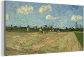 Wanddecoratie Metaal - Aluminium Schilderij Industrieel - Geploegde akkers - Vincent van Gogh - 40x20 cm - Dibond - Foto op aluminium - Industriële muurdecoratie - Voor de woonkamer/slaapkamer