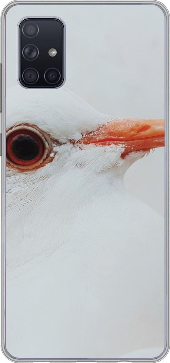 Telefoonhoesje Geschikt voor Samsung Galaxy A71 hoesje - Close-up van een witte duif - Siliconen Telefoonhoesje Telefoonhoesje