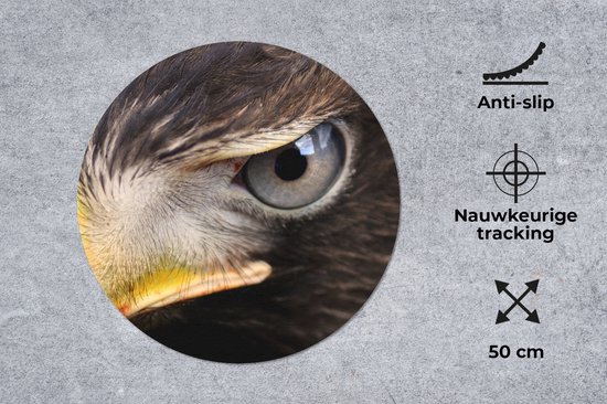 Muismat - Mousepad - Rond - Close-up van een roofvogel - 50x50 cm - Ronde muismat