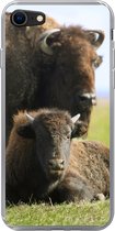 Geschikt voor iPhone SE 2020 hoesje - Buffel - Gras - Kalf - Siliconen Telefoonhoesje