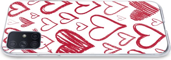 Coque Samsung Galaxy A71 - Un dessin avec des coeurs différents - Siliconen