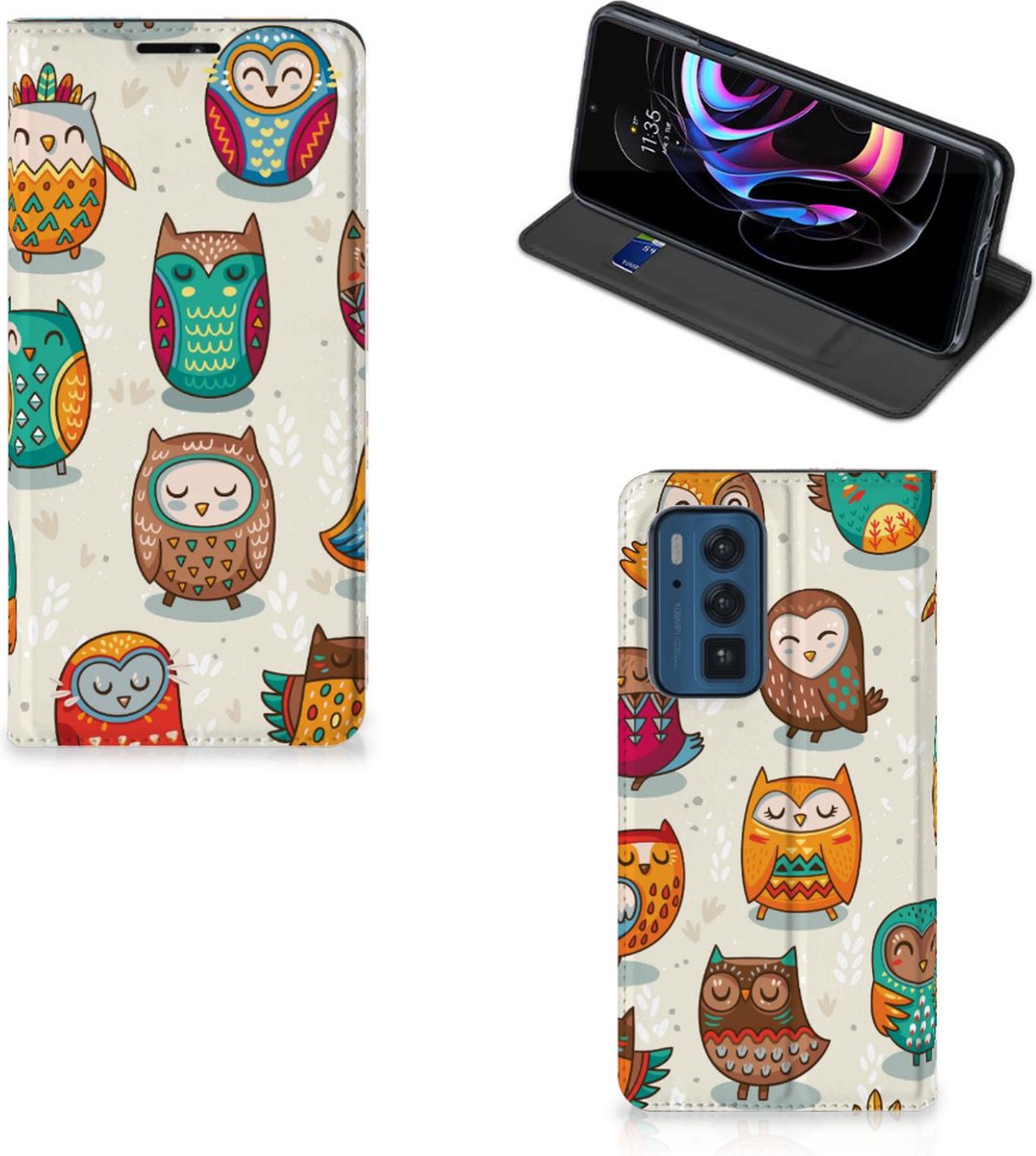 Motorola Edge 20 Pro Hoesje maken Vrolijke Uilen