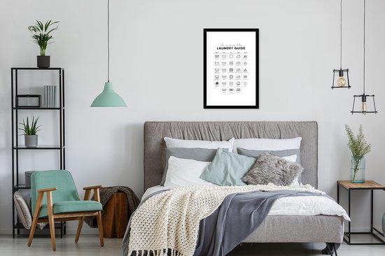 Affiche avec liste Instructions de lavage - Machine à laver - Symboles - 40x60 cm - Cadeau Saint Valentin femme - Cadeau pour femme