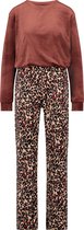 Hunkemöller Dames Nachtmode Velours pyjamaset  - Bruin - maat 2XL