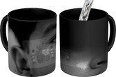 Magische Mok - Foto op Warmte Mok - Vlag van Spanje - zwart wit - 350 ML